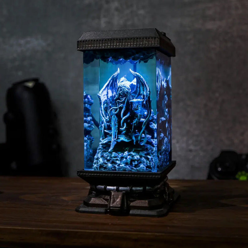 Cthulhu Monster Diorama Epoxy Resin Lamp, Night Light, Wireless Lights