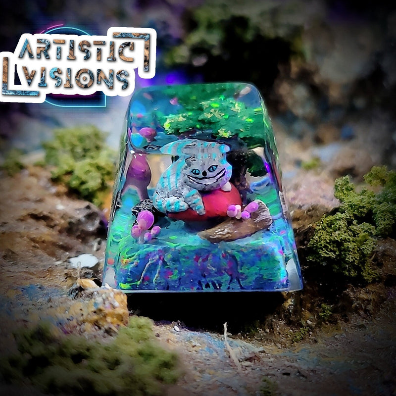 Alice Wonderland Cheshire Cat Artisan Keycaps Epoxy Resin