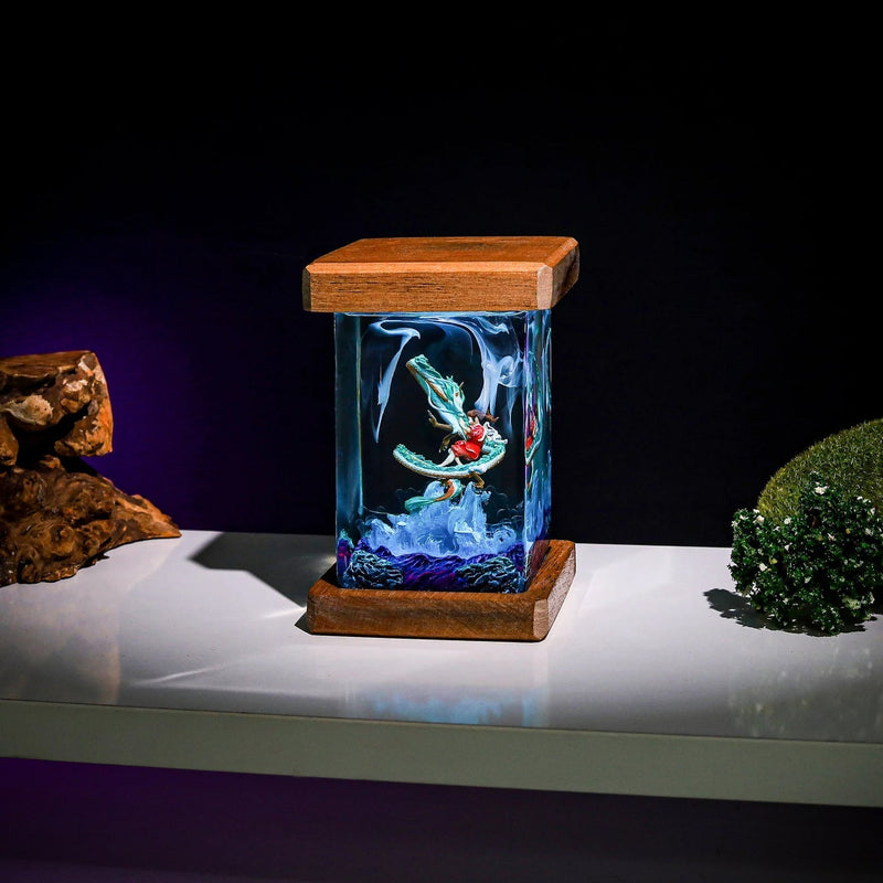 Haku and Chihiro Ghibli Spirited Away Epoxy Resin Lamp, Night Light