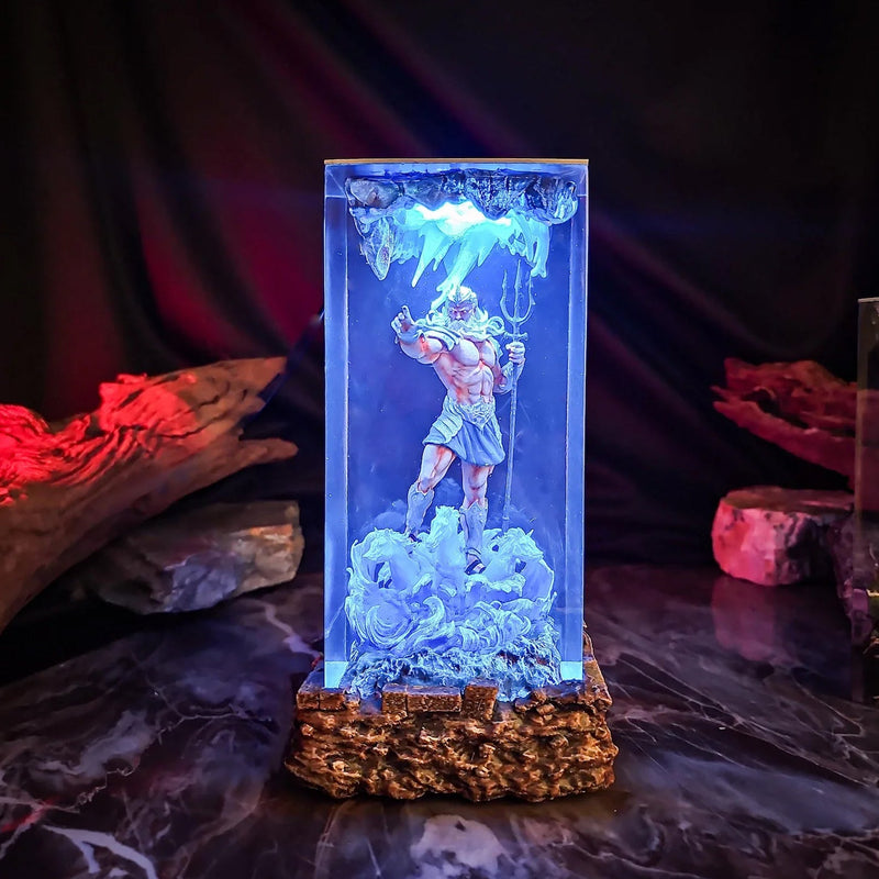 Mythology Poseidon Diorama Epoxy Resin Lamp, Night Light, Wireless Lights