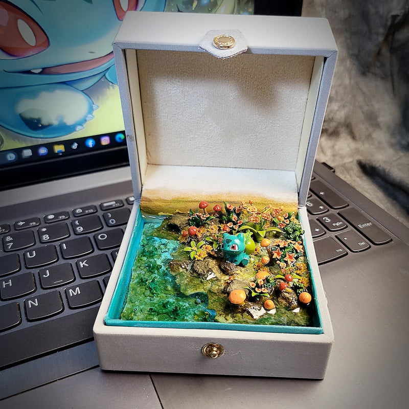 Pokemon Bulbasaur Fushigidane Island Diorama Treasure Mistery Box Gift Epoxy Resin, Night Light