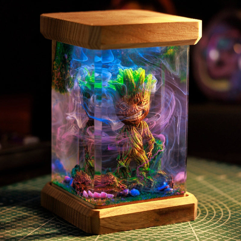 Groot Marvel Epoxy Resin Lamp, Night Light