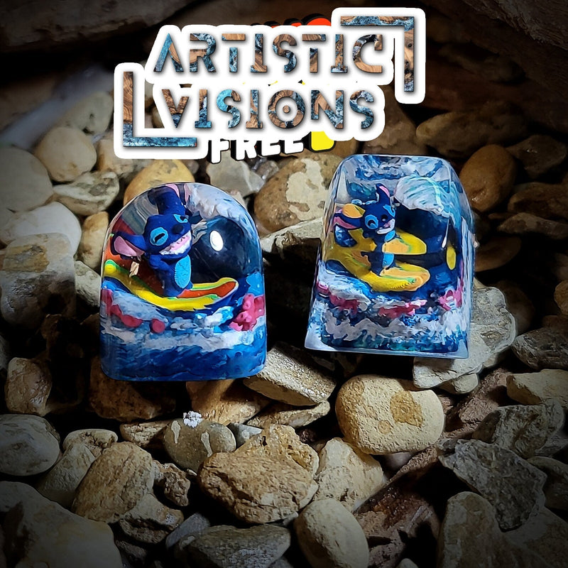 Stitch Surfing Artisan Keycaps Epoxy Resin