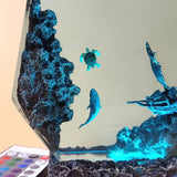 Shark Turtle Shipwreck Undersea Ocean Diorama Epoxy Resin Lamp, Night Light, Wireless Lights