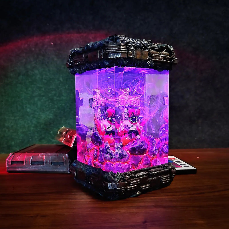 Chainsaw Man Diorama Epoxy Resin Lamp, Night Light, Wireless Lights