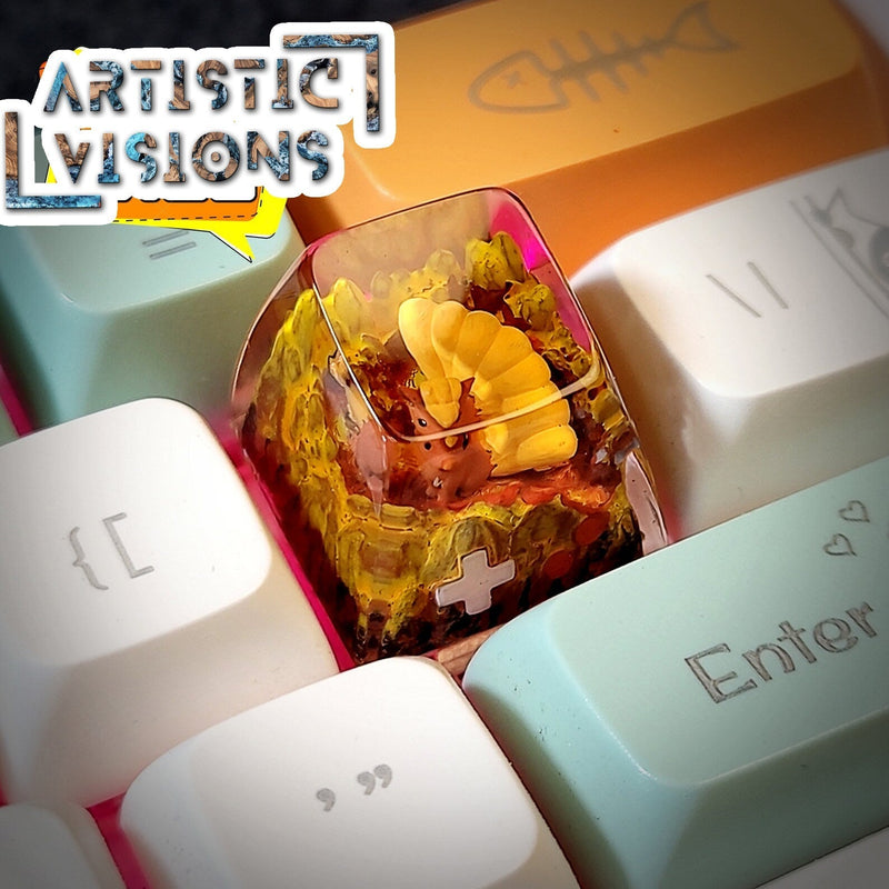 Pokemon Vulpix Artisan Keycaps Epoxy Resin