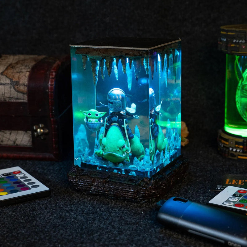 Star Wars Din Djarin The Mandalorian Baby Yoda Epoxy Resin Lamp, Night Light, Wireless Lights