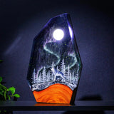 Husky The Moon Aurora Borealis Epoxy Resin Lamp, Night Light