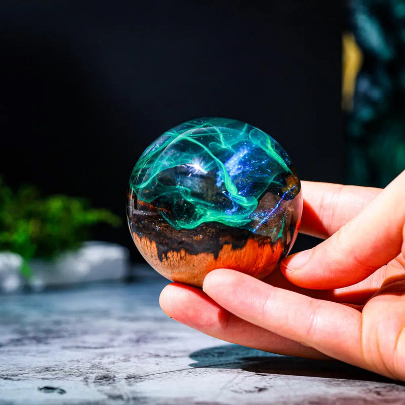 Ball Aurora Borealis Epoxy Resin Paperweight