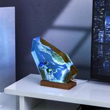 Dolphins and Turtles Undersea Ocean Diorama Epoxy Resin Lamp, Night Light