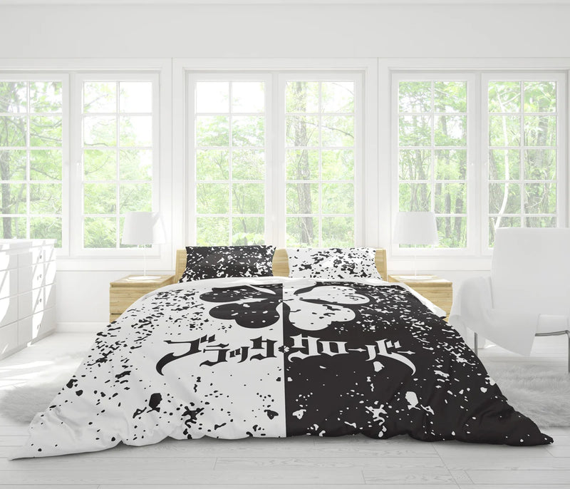 Grunge 5 Leaf Clover Black Clover Bedding Set