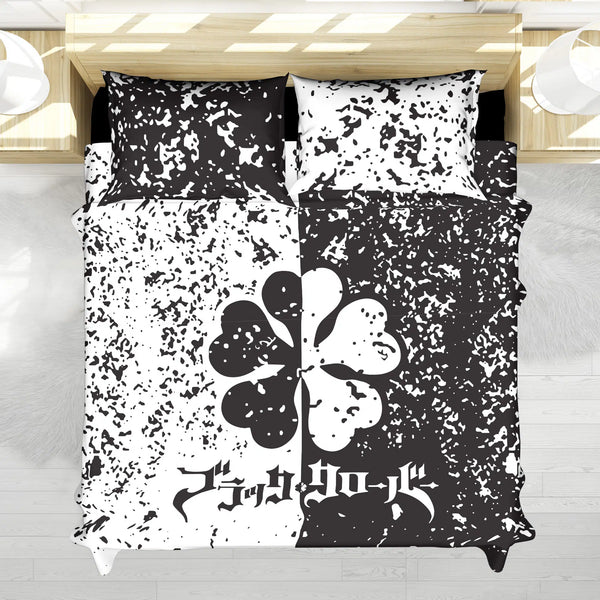 Grunge 5 Leaf Clover Black Clover Bedding Set