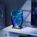 Mom Dad Baby Humpback Whale Epoxy Resin Lamp, Night Light