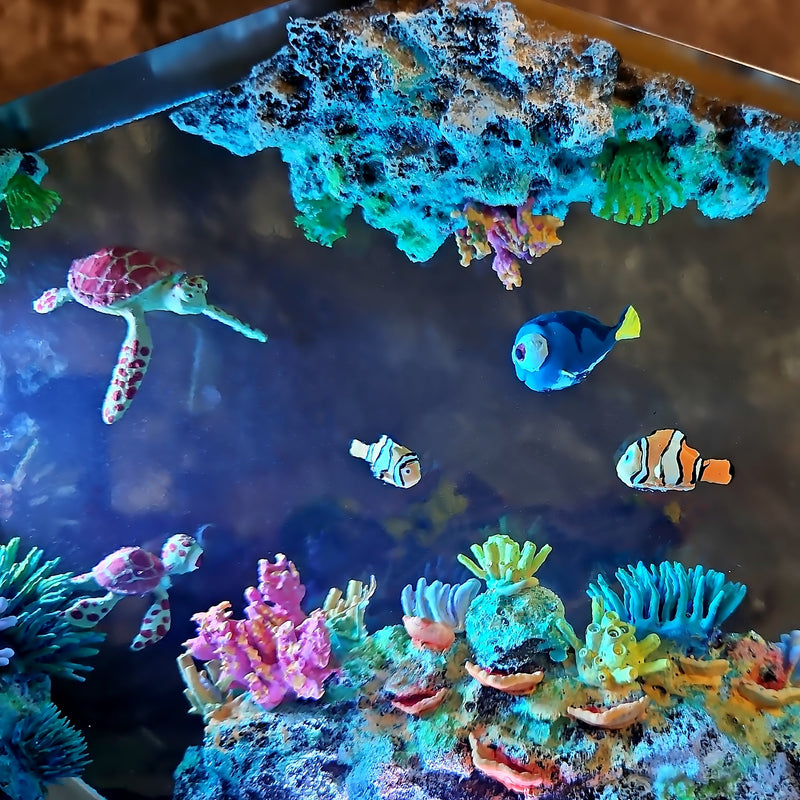 Oean Undersea Nemo Fish Turtles Coral Epoxy Resin Lamp, Night Light, Wireless Lights