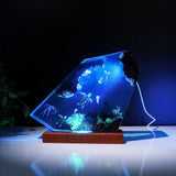 Octopus Turtles Mermaid Jellys Shipwreck Undersea Ocean Diorama Epoxy Resin Lamp, Night Light