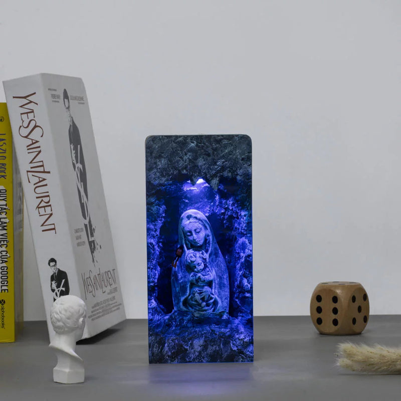 Maria and Jesus Headphone Stand Epoxy Resin Lamp, Night Light