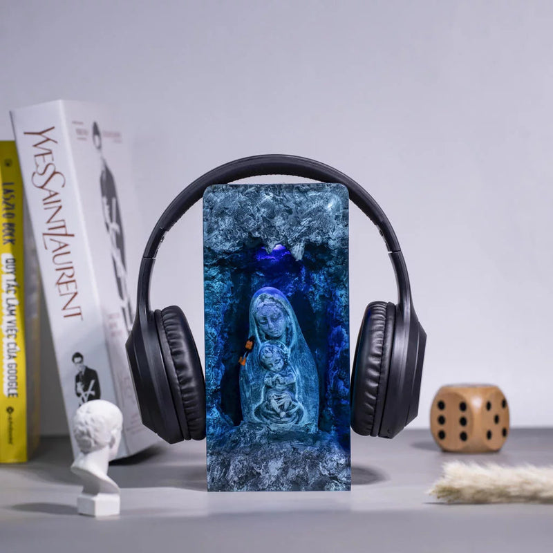 Maria and Jesus Headphone Stand Epoxy Resin Lamp, Night Light