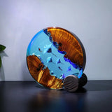 Divers Manta Rays Undersea Ocean Diorama Epoxy Resin Lamp, Night Light