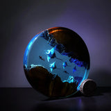 Divers Manta Rays Undersea Ocean Diorama Epoxy Resin Lamp, Night Light