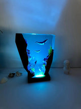 Mom Dad Baby Humpback Whale Epoxy Resin Lamp, Night Light