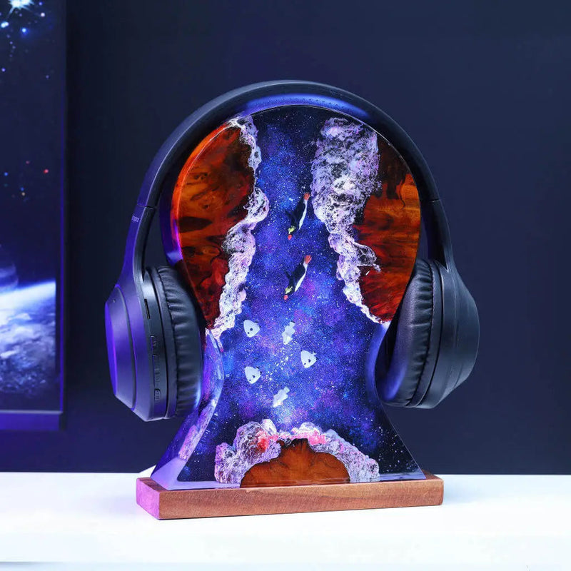 Penguin Headphone Stand Epoxy Resin Lamp, Night Light