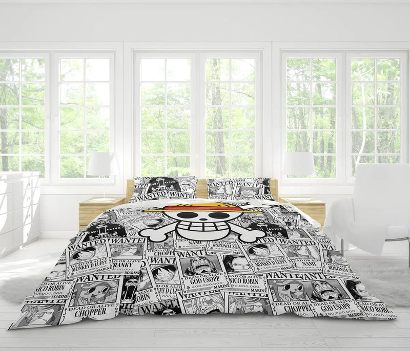 Straw Hat Wanted Poster Pattern One Piece Bedding Set