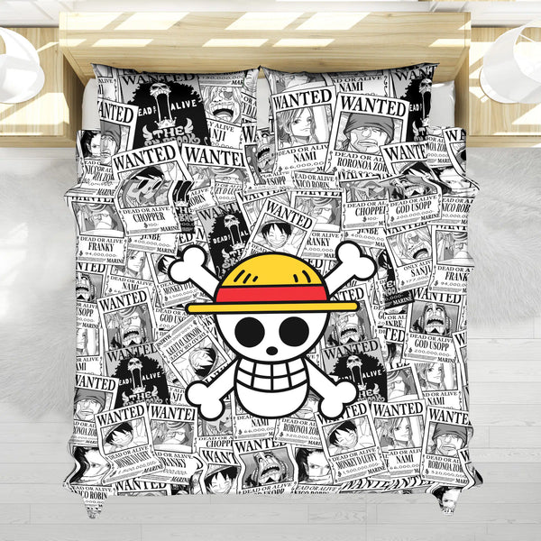 Straw Hat Wanted Poster Pattern One Piece Bedding Set