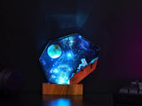 Universe Astronaut Moon Star Wars Millennium Falcon Galaxy Diorama Epoxy Resin Lamp, Night Light