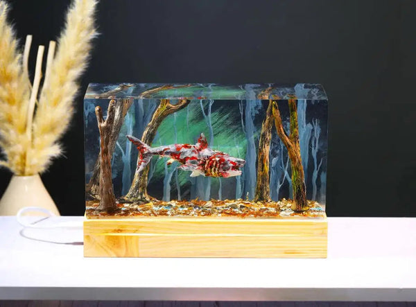 Zombie Great White Shark Diorama Epoxy Resin Lamp, Night Light