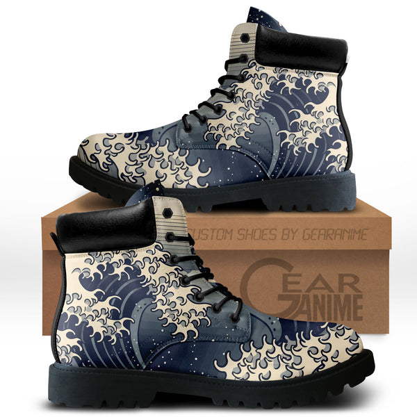 Japan Kanagawa Great Wave Boots Anime Custom Shoes