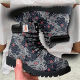 Japan Great Wave Sakura Tattoo Boots Anime Custom Shoes PT1508