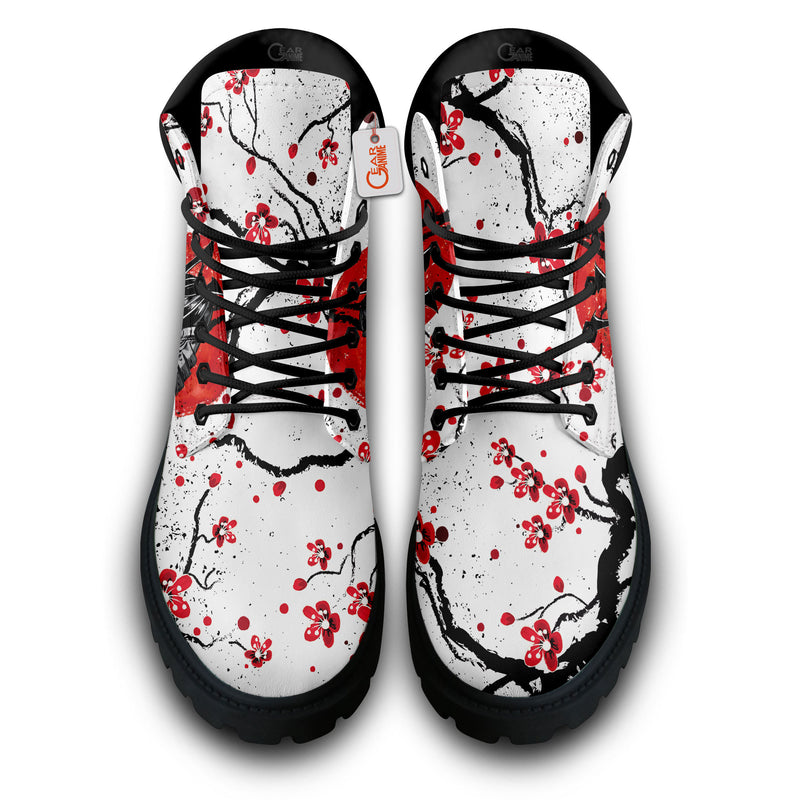 Japan Samurai Red Sakura Boots Anime Custom Shoes PT1508