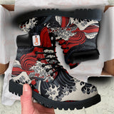 Japan Red Kanagawa Great Wave Boots Anime Custom Shoes PT1508