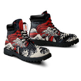 Japan Red Kanagawa Great Wave Boots Anime Custom Shoes PT1508