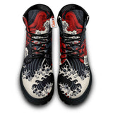 Japan Red Kanagawa Great Wave Boots Anime Custom Shoes PT1508