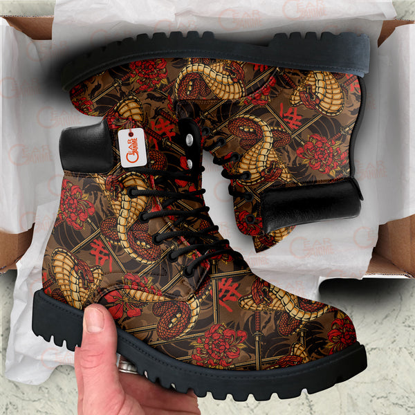 Japan Snake Chrysanthemum Boots Anime Custom Shoes PT1508