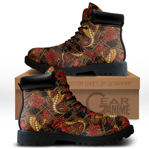 Japan Snake Chrysanthemum Boots Anime Custom Shoes PT1508