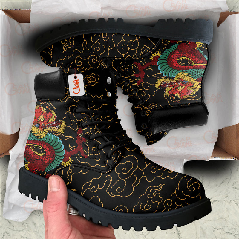 Japan Red Dragon Boots Anime Custom Shoes PT1508