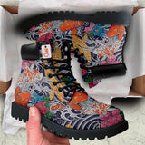 Japan Koi Fish Peony Tattoo Boots Anime Custom Shoes PT1508