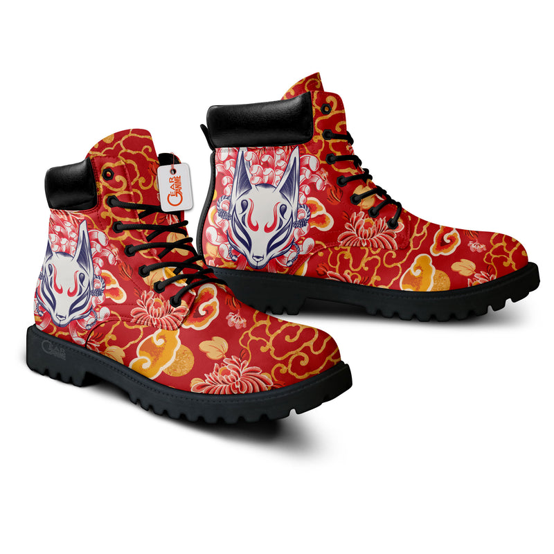 Japan Kitsune Chrysanthemum Boots Anime Custom Shoes PT1508