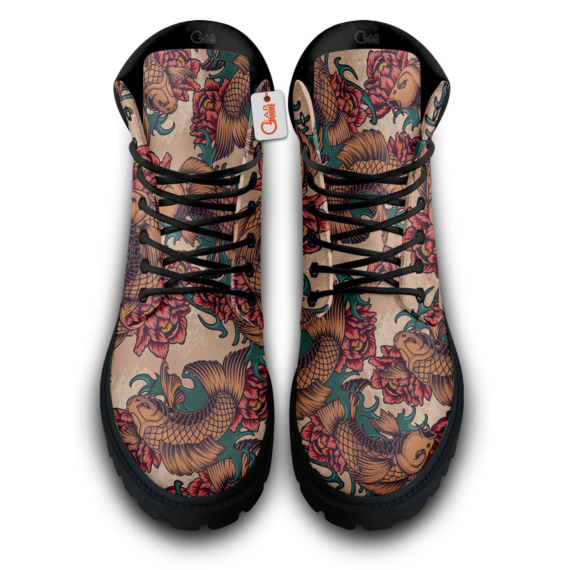 Japan Koi Fish Peonies Boots Anime Custom Shoes PT1508