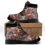 Japan Koi Fish Peonies Boots Anime Custom Shoes PT1508