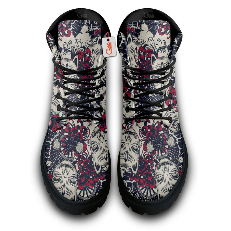 Japan Kisune Chrysanthemum Tattoo Boots Anime Custom Shoes PT1508