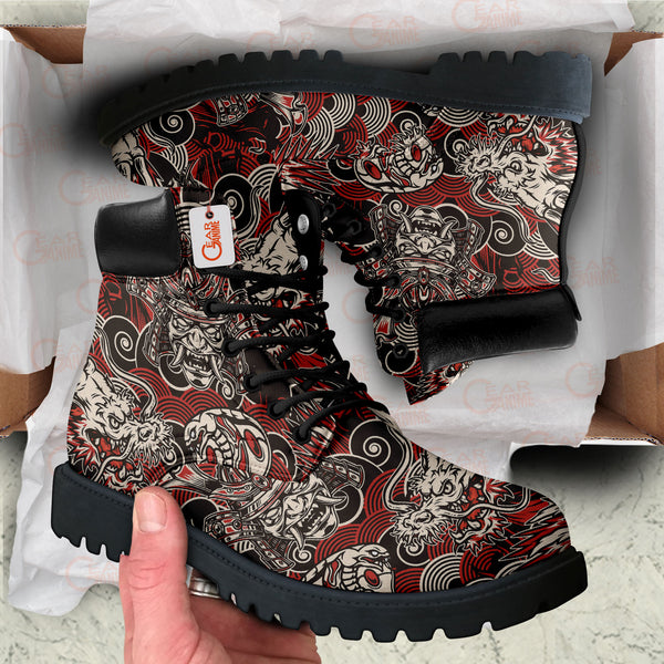 Japan Samurai Dragon Boots Anime Custom Shoes PT1508