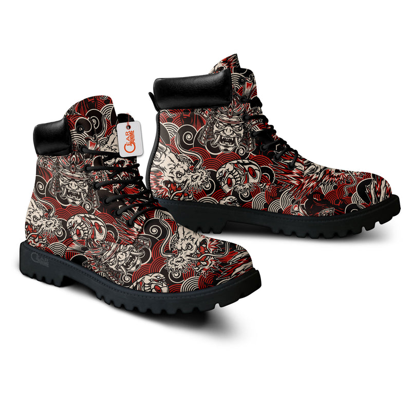 Japan Samurai Dragon Boots Anime Custom Shoes PT1508