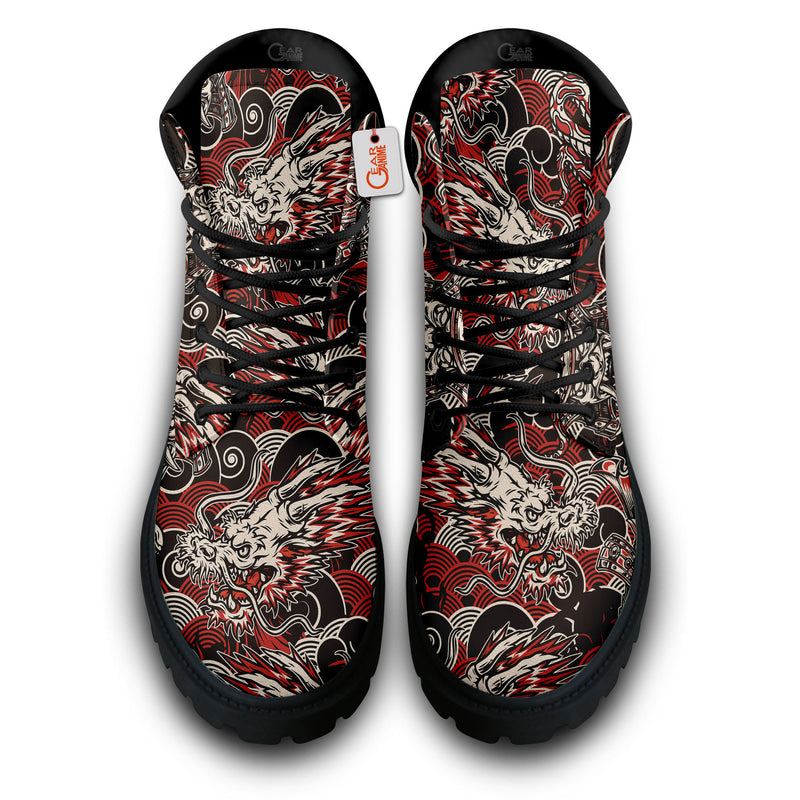 Japan Samurai Dragon Boots Anime Custom Shoes PT1508