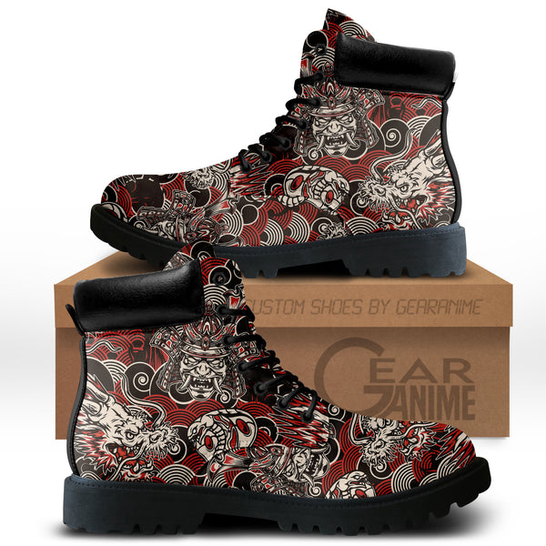 Japan Samurai Dragon Boots Anime Custom Shoes PT1508