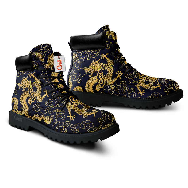 Japan Golden Dragon Boots Anime Custom Shoes PT1508