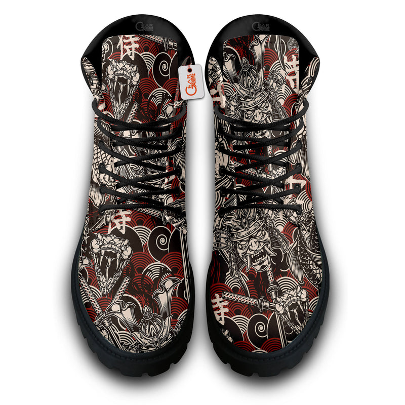 Japan Samurai Snake Koi Fish Boots Anime Custom Shoes PT1508