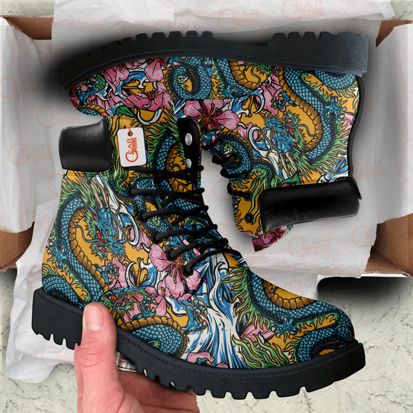 Japan Dragon Sakura Boots Anime Custom Shoes PT1508